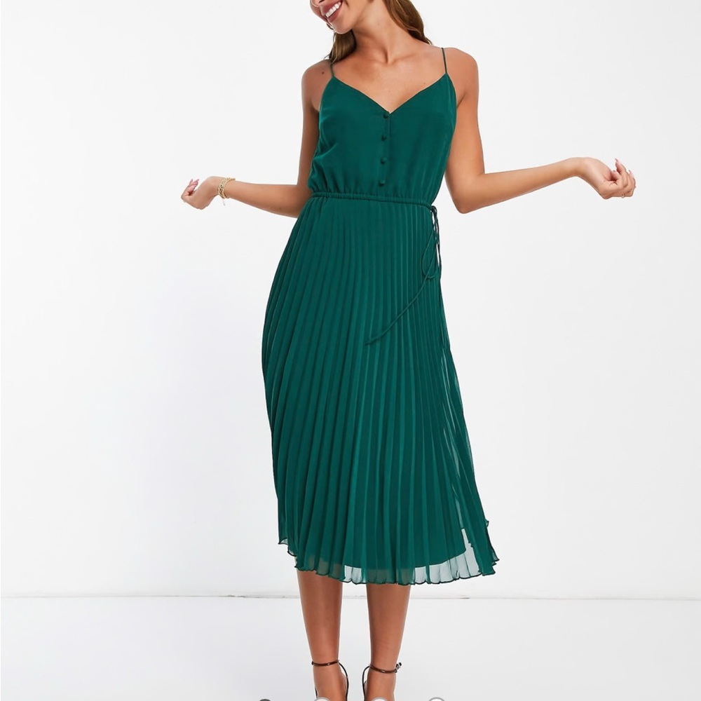 ASOS Design Elegant Green Pleated Dress